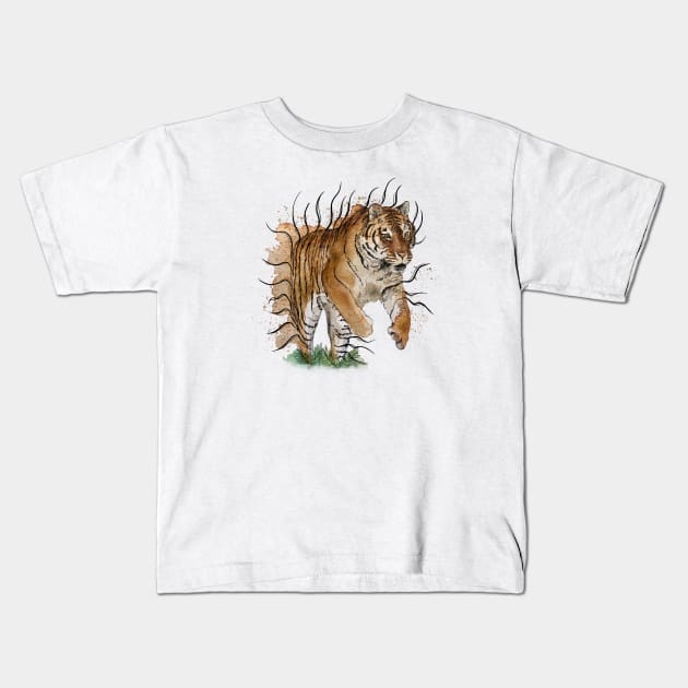 Pouncing tiger Kids T-Shirt by Green Leopard